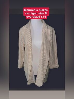 Maurices Cream and Tan Striped Blazer